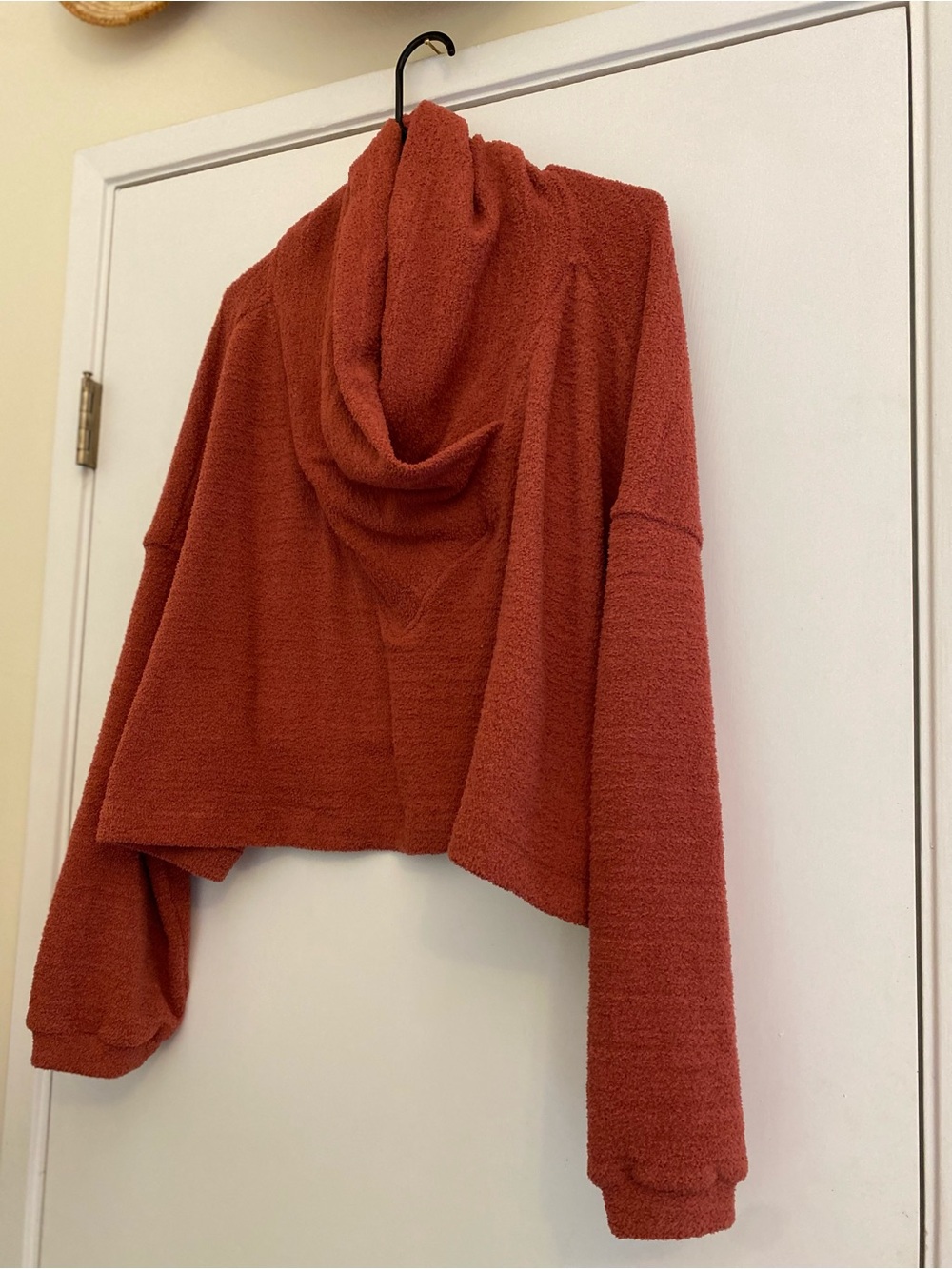 Free People Cropped Cowl Hoodie in Rust